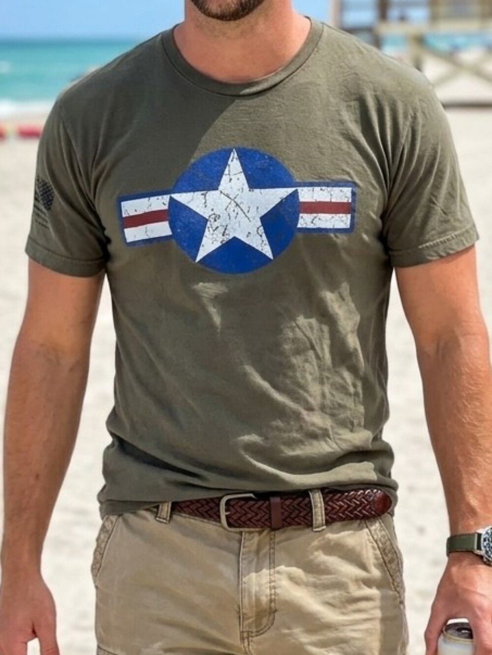 2x$22 Bundle- American Spartan Apparel Distressed Army Style Graphic Tee - Large